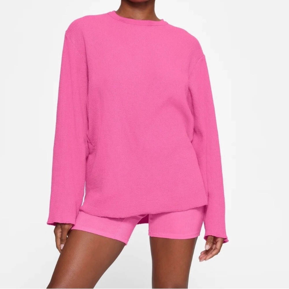 SKIMS Hot Pink Long Sleeve Thermal Top